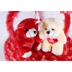Beautiful Red Handle Heart with Valentine Teddy Bear Couple